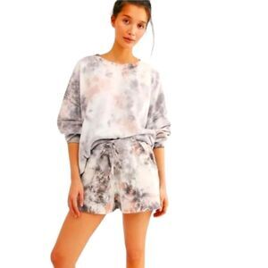 Free People Intimately Inside Out Kelly Sweatshirt in Tye Dye Coral Size Medium